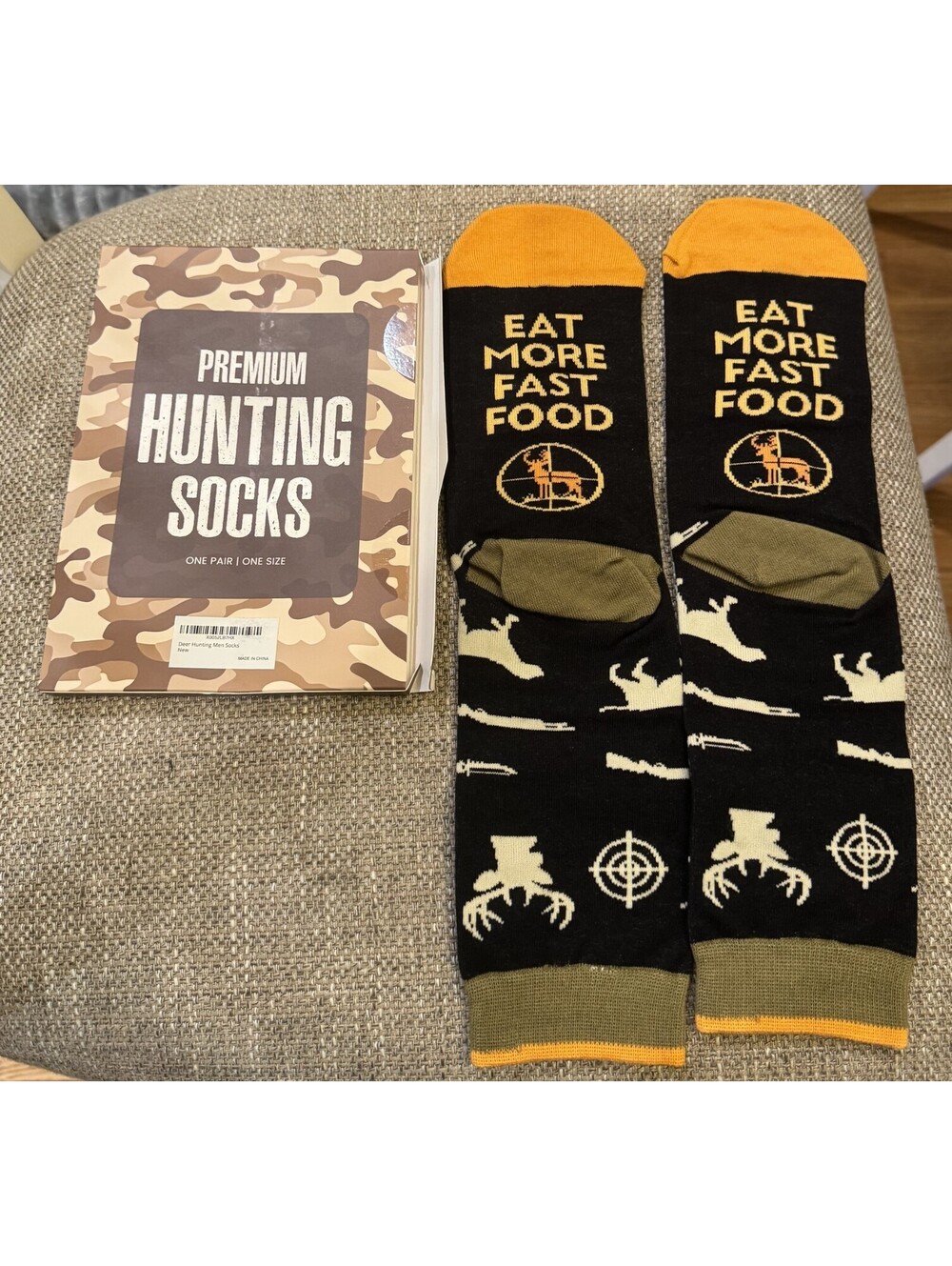 Lavley Fishing Hunting Socks Funny Eat More Fast Food Mens One Size